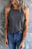 Blank Tank Top - Gray Casual Solid Color Crew Neck Tank Top Customized