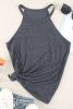 Blank Tank Top - Gray Casual Solid Color Crew Neck Tank Top Customized