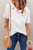 Blank T Shirt - White Distressed Short Sleeve Summer Plain T-Shirt Customized