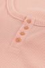 Pink Ribbed Scoop Neck Casual Long Sleeve Henley Shirt for Women