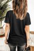 Blank T Shirt - Black Short Sleeve Bleached T Shirt for Women Customized
