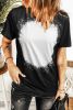 Blank T Shirt - Black Short Sleeve Bleached T Shirt for Women Customized