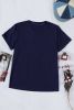 Blank T Shirt - Dark Blue Casual Solid Color Crew Neck Tee Customized
