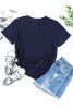 Blank T Shirt - Dark Blue Casual Solid Color Crew Neck Tee Customized