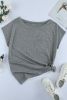 Grey Short Sleeve Basic T Shirt with Patch Pocket