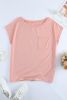 Pink Short Sleeve Basic T Shirt with Patch Pocket