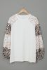 Ivory Cheetah Print Lantern Sleeve Crew Neck Raglan Shirt