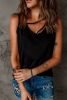 Blank Tank Top - Black Solid Strappy Neck Casual Tank Top Customized