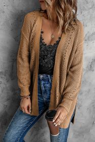 Khaki Fall Long Sleeve Long Cardigan Sweater (size: (US 16-18)XL)