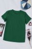 Blank T Shirt - Green Casual Solid Color Crew Neck Tee Customized