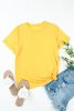 Blank T Shirt - Yellow Plain Rolled Up Crewneck T-Shirt Customized