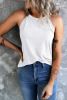 Blank Tank Top - White Solid Color Crew Neck Tank Top Customized