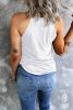 Blank Tank Top - White Solid Color Crew Neck Tank Top Customized