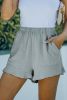 Green Casual Pocketed Ruffle High Waisted Shorts