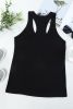 Blank Tank Top - Black Basic Scoop Neck Solid Tank Top Customized