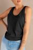 Blank Tank Top - Black Basic Scoop Neck Solid Tank Top Customized