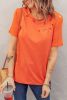 Blank T Shirt - Orange Casual Holes Crew Neck Cotton Mixed T-shirt Customized