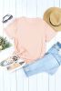 Blank T Shirt - Pink Casual Solid Color Crew Neck Tee Customized