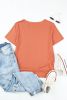 Blank T Shirt - Orange Casual Holes Crew Neck Cotton Mixed T-shirt Customized