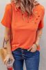 Blank T Shirt - Orange Casual Holes Crew Neck Cotton Mixed T-shirt Customized