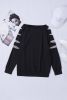 Blank Sweatshirt - Black Leopard Print Distressed Raglan Sleeve Sweatshirt Customized