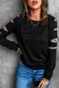 Blank Sweatshirt - Black Leopard Print Distressed Raglan Sleeve Sweatshirt Customized