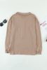 Khaki Button Front Turn-down Neck Knit Top