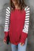 Blank Sweatshirt - Red Striped Animal Print Long Sleeve Top Customized
