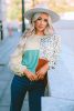 Cheetah Print Color Block Casual Pullover Long Sleeve Top