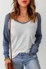 Blank T Shirt - Dark Blue and White Mesh Contrast Casual T Shirt Customized