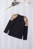 Blank Sweatshirt Black & Gold Raglan Sleeve Sequin Top Pullover Long Sleeve Shirt Customized