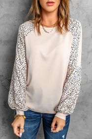 Blush Pink Bishop Sleeve Animal Print Long Sleeve Shirt (size: (US 16-18)XL)