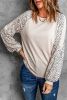 Blank Sweatshirt - Blush Pink Bishop Sleeve Animal Print Long Sleeve Shirt Customized