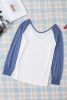 Blank T Shirt - Dark Blue and White Mesh Contrast Casual T Shirt Customized