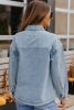 Light Blue Acid Washed Casual Flap Pocket Boyfriend Shacket