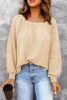 Apricot Waffle Texture Square Neck Pullover Top