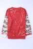 Red Tie Dye Leopard Casual Drop Shoulder Sweatshirt Customized