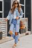 Light Blue Acid Washed Casual Flap Pocket Boyfriend Shacket