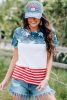 Blank T Shirt - American Flag Print Short Sleeve T Shirt Customized