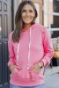 Pink Shabby Distressed Ripped Pockets Hoodie