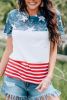 Blank T Shirt - American Flag Print Short Sleeve T Shirt Customized