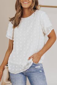 White Swiss Dot Jacquard Summer Top (size: (US 16-18)XL)
