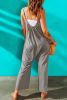 Grey Casual Spaghetti Straps Wide Leg Pocketed Jumpsuits