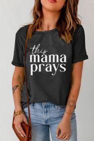 Black Casual Short Sleeve Crew Neck T Shirt for Women (size: (US 16-18)XL)