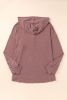 Red Casual Button High Low Hem Drawstring Hoodie