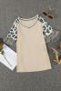Blank T Shirt - Blush Pink and Cheetah Print Ruffle Short Sleeve V Neck T Shirt Customized