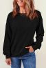 Blank Sweatshirt - Black Plain Comfy Crew Neck Pullover Sweatshirt Customized