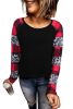 Blank Sweatshirt - Black Plaid Leopard Print Patchwork Long Sleeve Top Customized