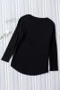 Blank Sweatshirt - Black Casual V Neck Long Sleeve Shirt Customized