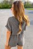 Gray Solid Casual Ribbed Elastic Waist Romper